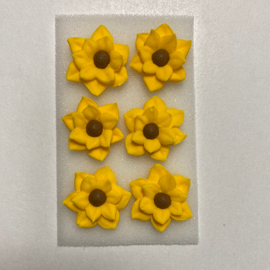 Mini Royal Icing Sunflowers 1", 6 Pack