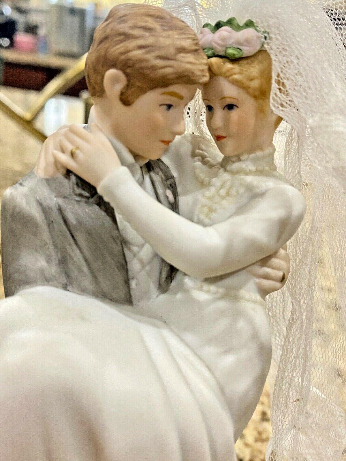 Over The Threshold Porcelain Bride and Groom Figurine