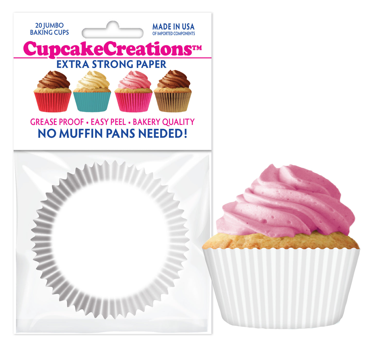 Jumbo White Cupcake Liner, 20 Pack
