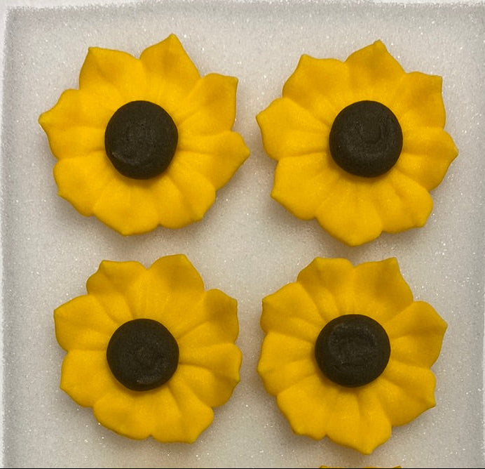 Royal Icing Sunflowers 1.5", 4 Pack