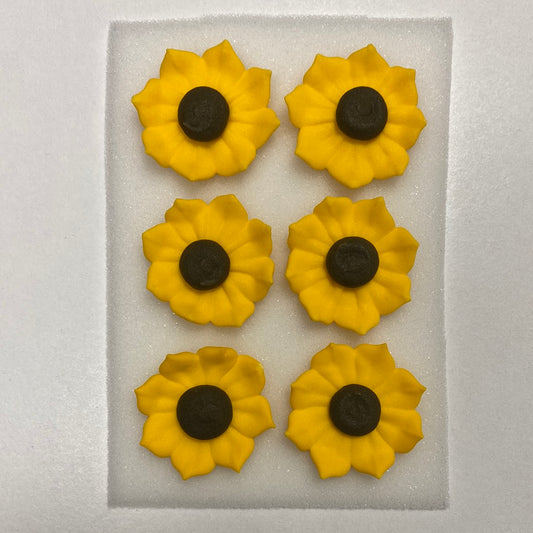 Medium Royal Icing Sunflowers 1.5", 6 Pack