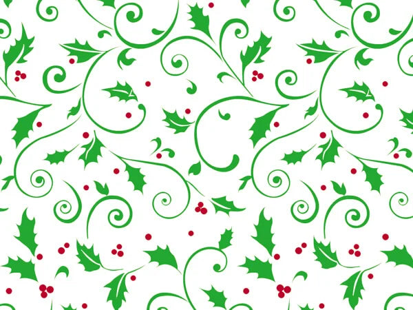 Holly Berries Cello Wrap, 30" x 100' Roll