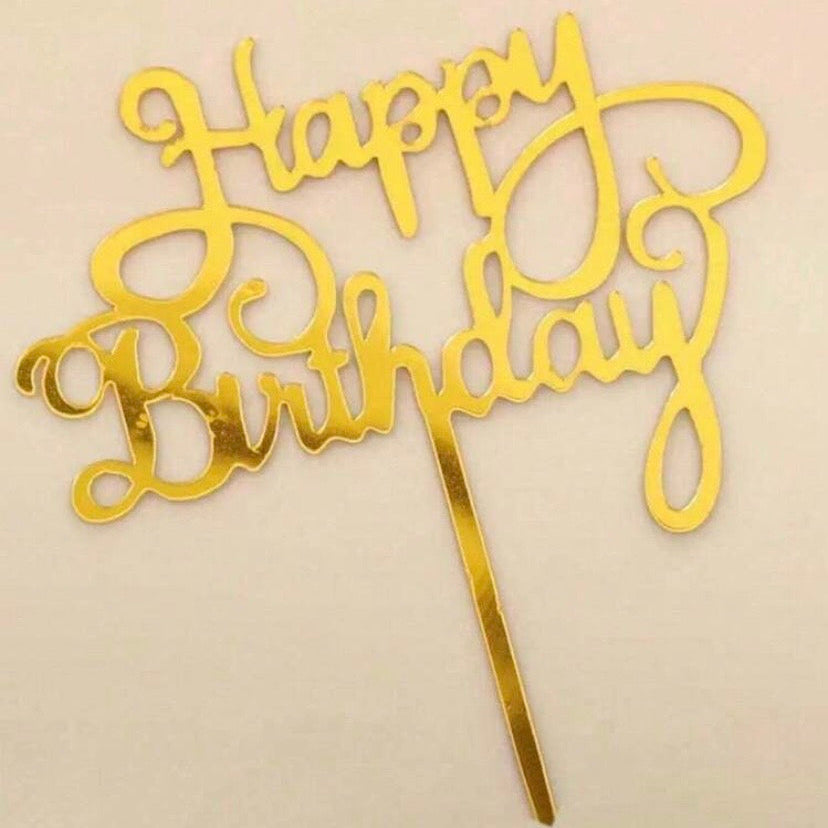 Golden Happy Birthday Pick, 2 pack