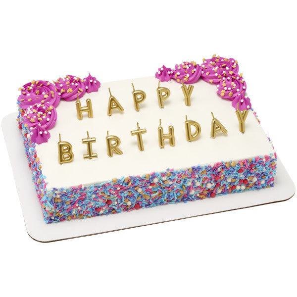 Happy Birthday Letters Gold Candles