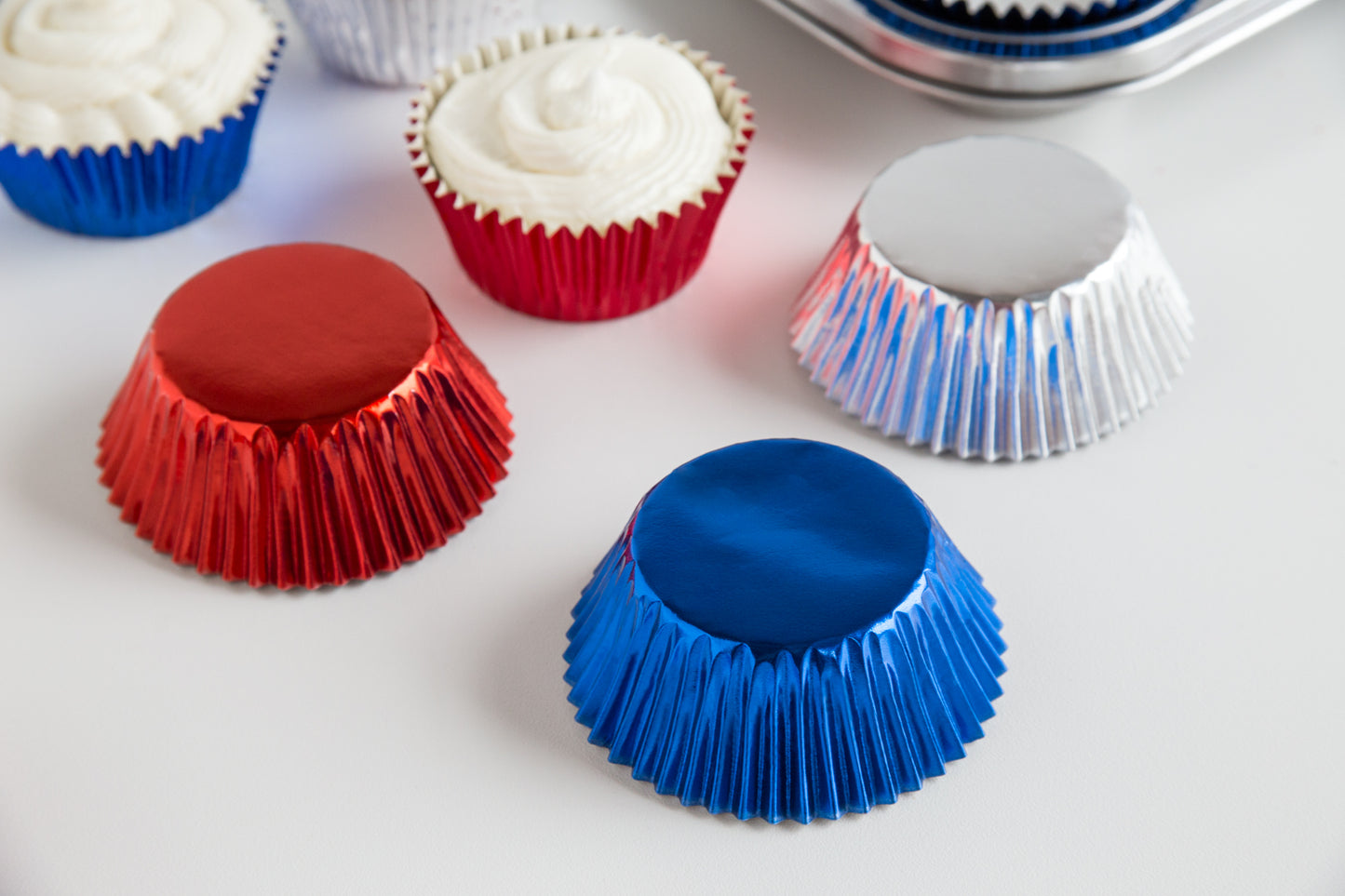 Red, Silver & Blue Foil Bake Cup, 45 pack