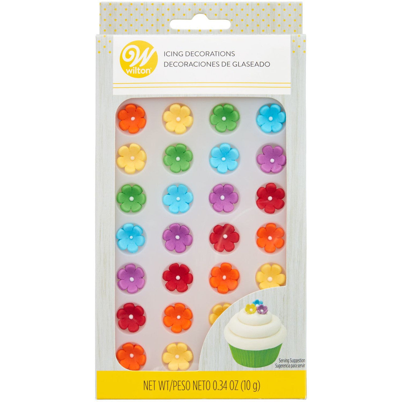 Mini Daisy Icing Decorations, Rainbow 12 Pack