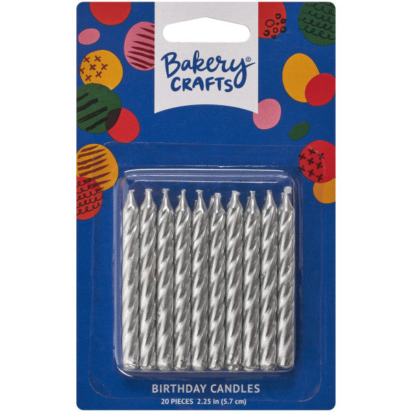 Silver Metallic Candles, 20 Pack