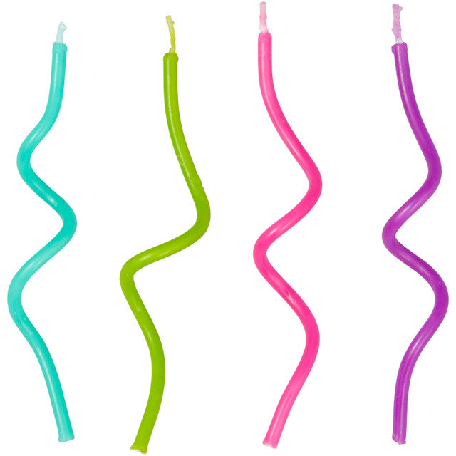 Curly Neon Candles 12 pack