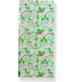 Cello Bag, Holly Print, 10pk