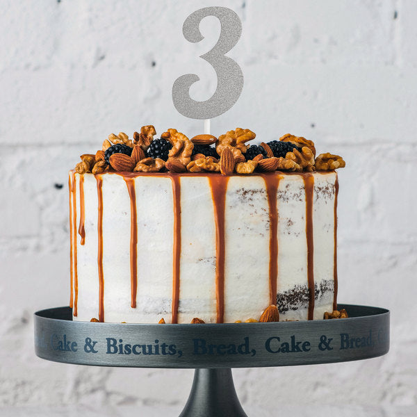 Silver Glitter "3" Cake Topper
