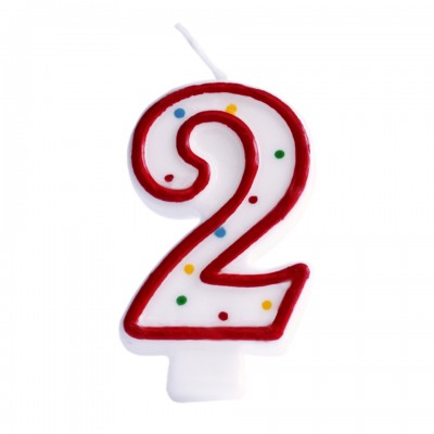 Number 2 Candle, Red – Lorraines Cake & Candy Supplies