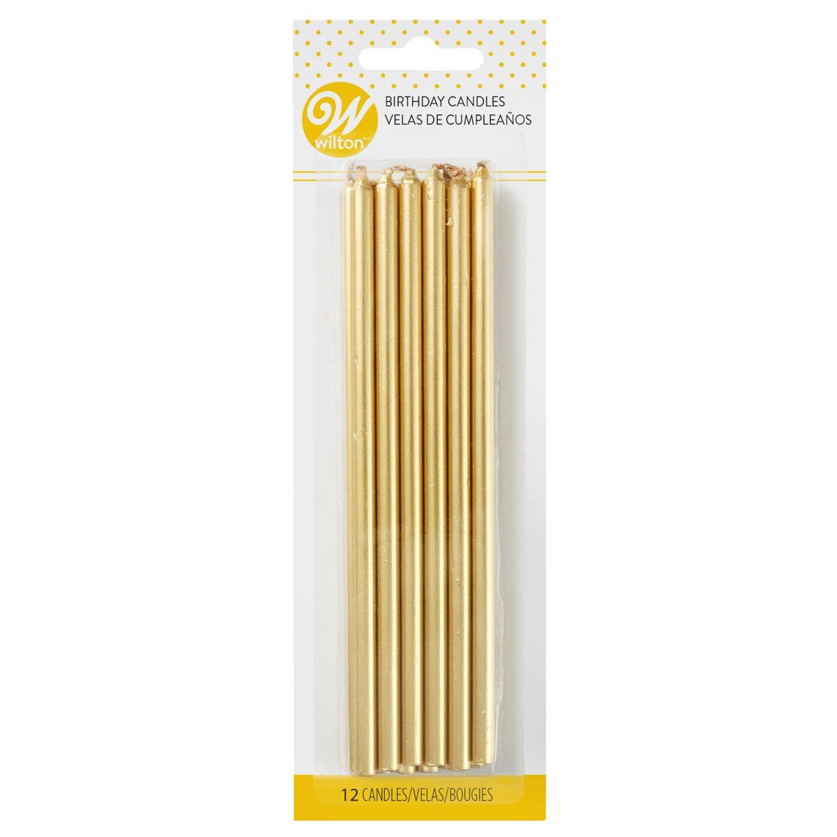 Gold Tall Candles, 12 pack