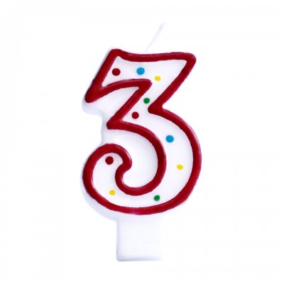 Number 3 Candle, Red