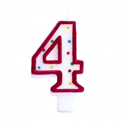 Number 4 Candle, Red