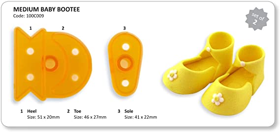 Small Gum Paste Bootie Cutter, 2 Piece