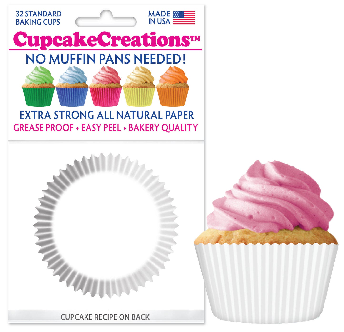 White Cupcake Liner, 32 Pack