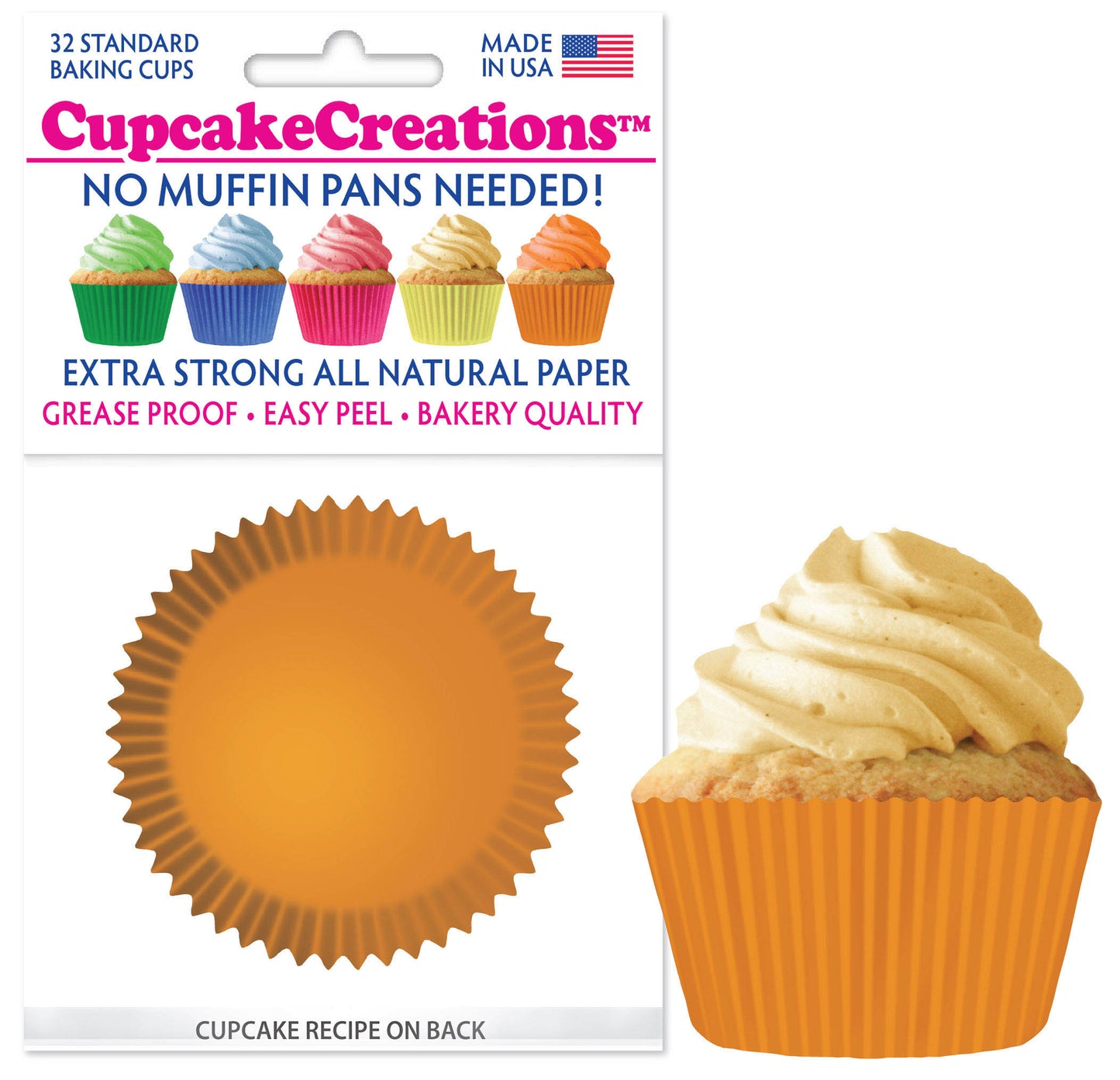 Orange Cupcake Liner, 32 Pack