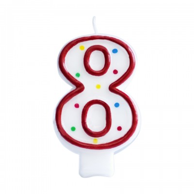 Number 8 Candle, Red