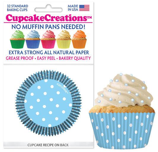 Lite Blue Polka Dots Cupcake Liner, 32 Pack