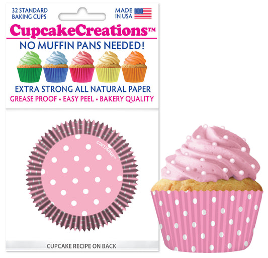Lite Pink Polka Dots Cupcake Liner, 32 Pack