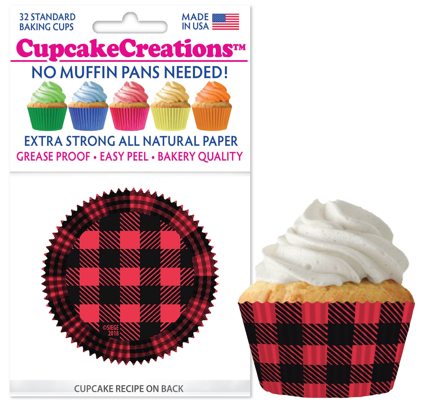 Buffalo Plaid Cupcake Liner, 32 Pack