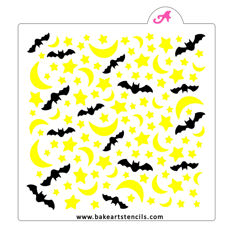 Batty Night Pattern Cookie Stencil, 2 piece Set