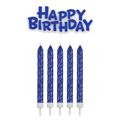 Birthday Candles with Plaque, Blue