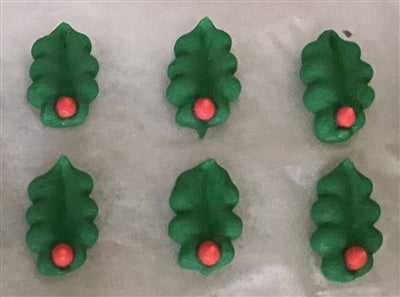 Mini Royal Icing Single Holly, 12 Pack