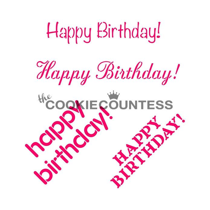 Happy Birthday Stencil, 4 Styles