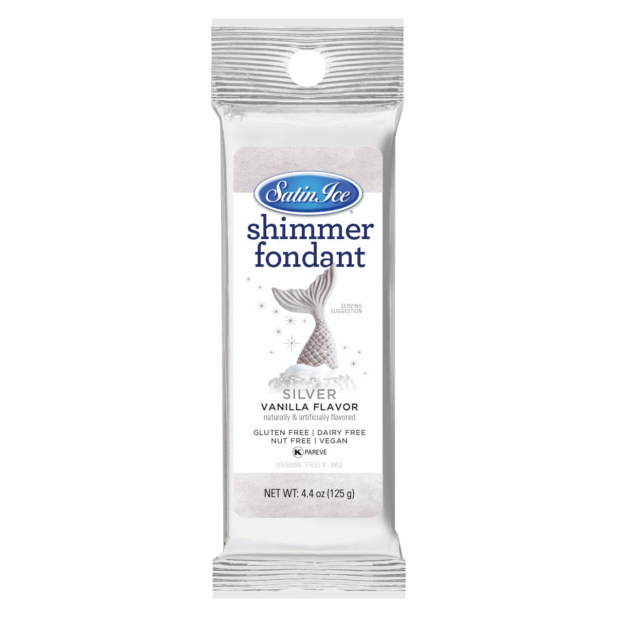 Silver Shimmer Satin Ice Fondant, 4.4oz