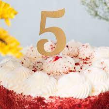 Gold Glitter "5" Cake Topper