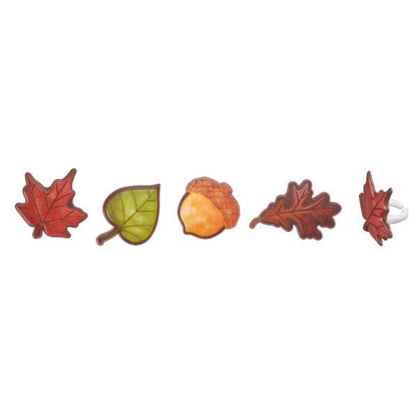 Fall Leaf & Acorn Rings, 8 Pack
