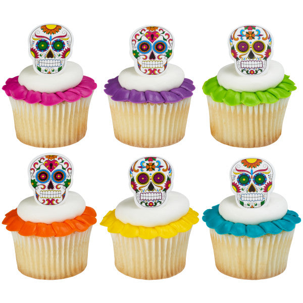 Skeleton Día de los Muertos Rings, 9 Pack