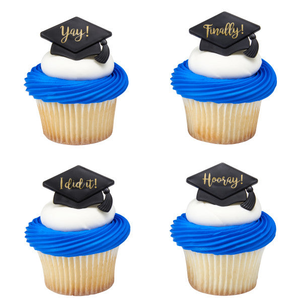 Grad Cap Saying Rings, 8 Pack