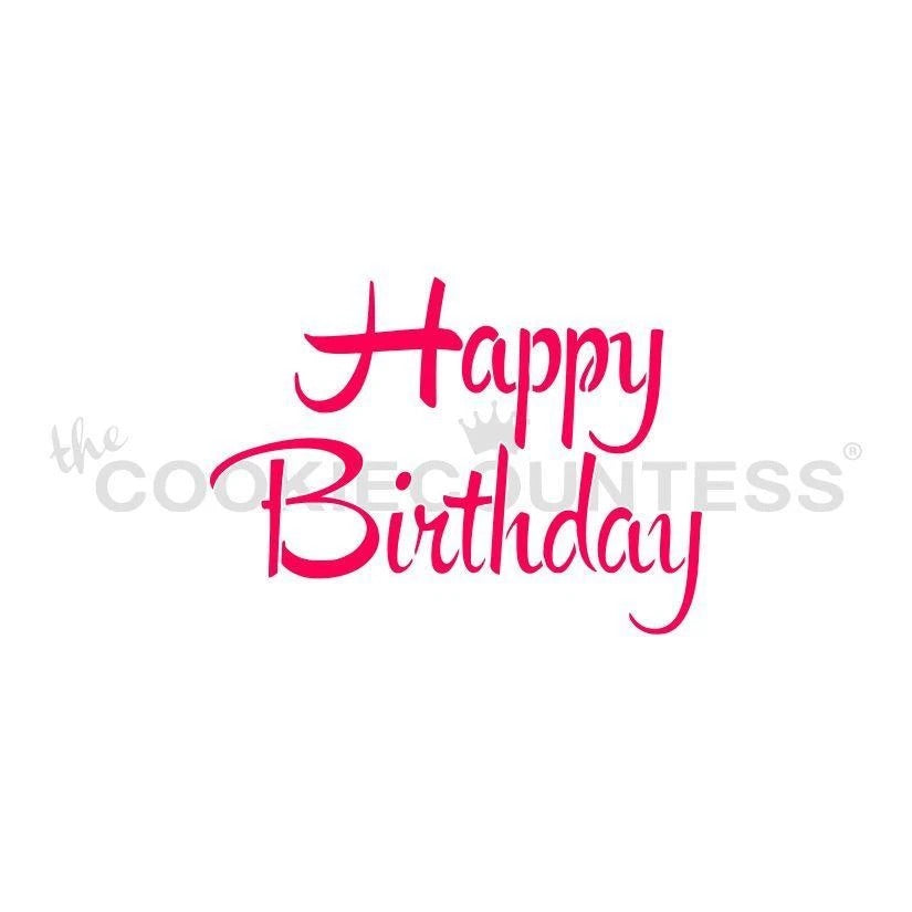 Brush Script Happy Birthday Stencil