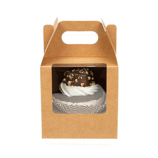 Kraft Cupcake Box with Handle, 3 Pack