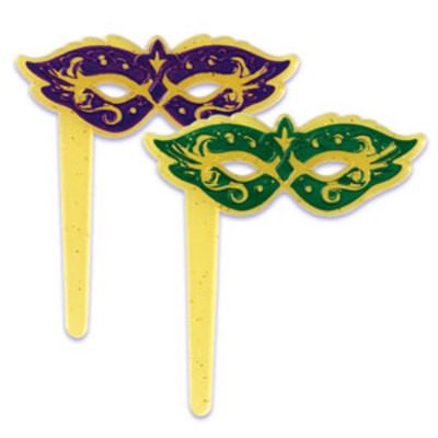 Mardi Gras Mask Pick, 12 Pack