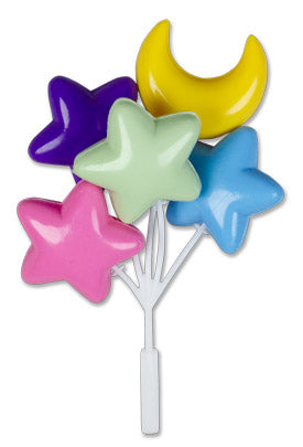 Stars and Moon Balloon Cluster Pick, 2 Pack
