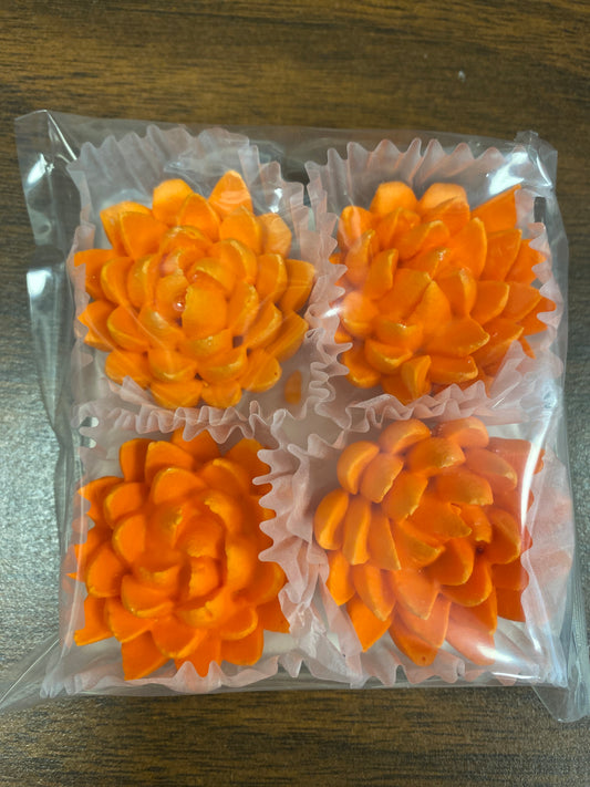 Royal Icing Chrysanthemum Orange 1.5", 4 Pack