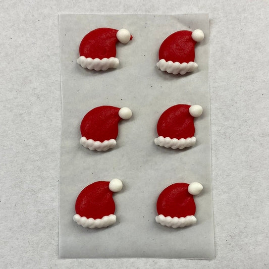 Mini Santa Hat Icing Decorations, 6 Pack