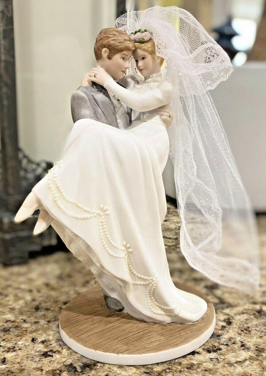 Over The Threshold Porcelain Bride and Groom Figurine