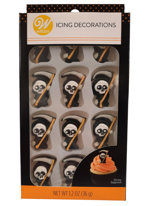 Halloween Grim Reaper Icing Decorations, 12 pack