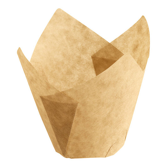 Unbleached Natural Kraft Tulip Baking Cup, Medium 2" x 3.5", 25 Pack