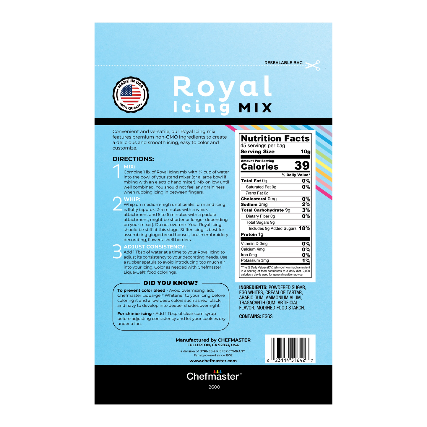 Royal Icing Mix, Chefmaster, 16 oz Bag