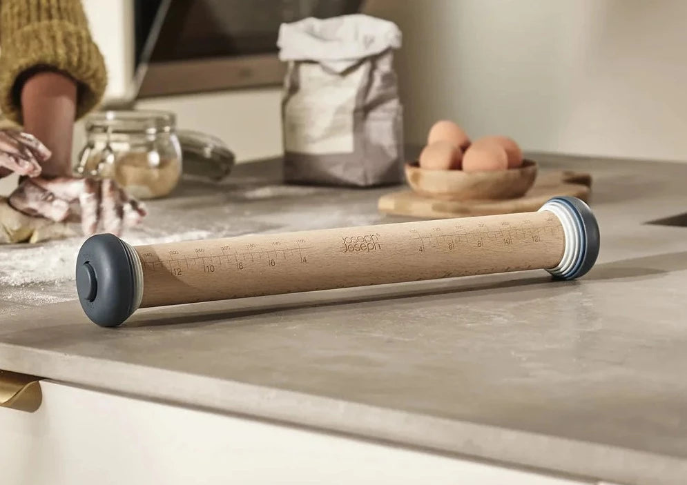 Updated Adjustable Rolling Pin Wood, Blue