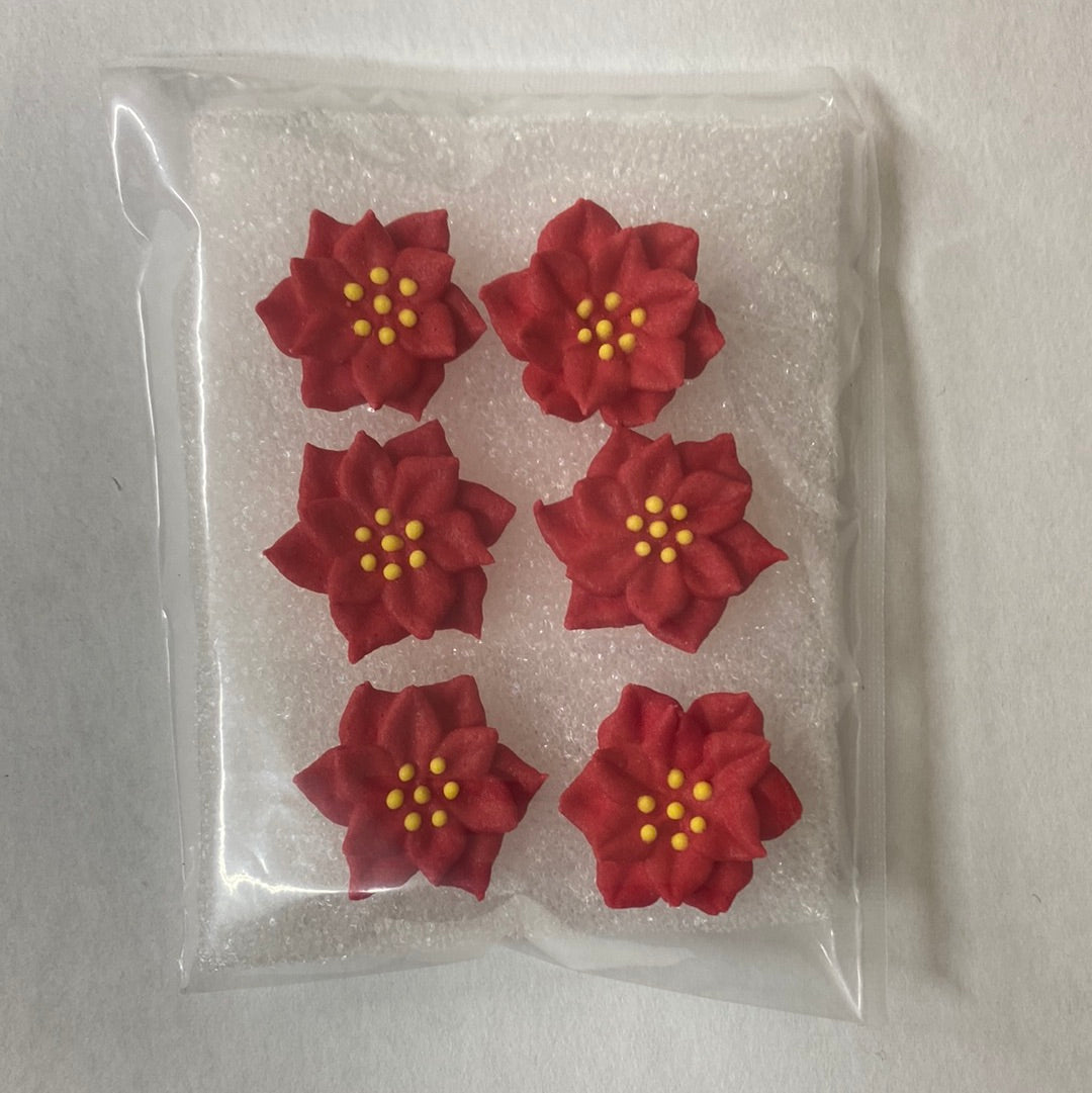 Mini Royal Icing Poinsettia, 6 Pack