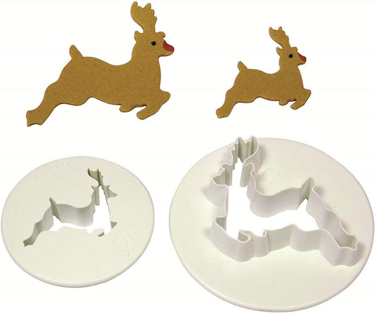 Reindeer Plastic Cutter Set, 2 Piece 1” and 1-1/2” cutters