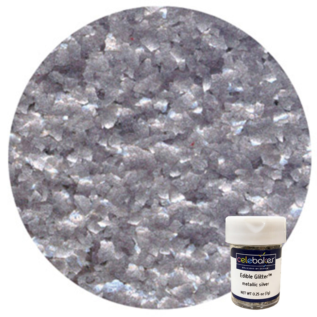 Edible Glitter, Metallic Silver 1/4 oz