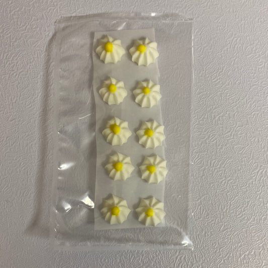 Royal Icing Drop Flowers, White, 10 Pack