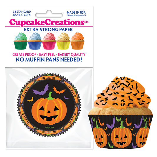 Happy Jack O'Lantern Cupcake Liner, 32 Pack